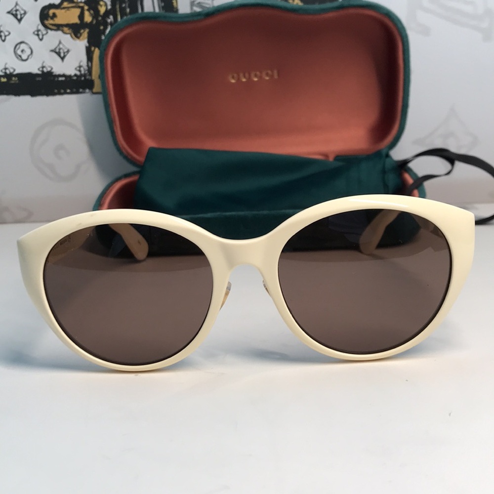 New ✨ Authentic Gucci GG0814SK 002 Sunglasses – Ivory Frame with Brown Lenses ✨ - Picture 5 of 14